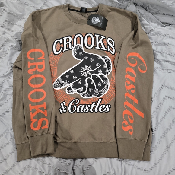 Crooks & Castles Other - Crooks & Castles Brown Sweatshirt with Orange Accents